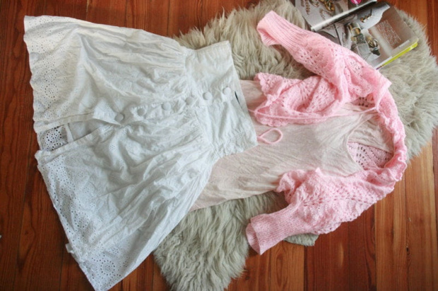36.Spódniczka ATMOSPHERE. 37.tunika H&M. 38. Swererek Dziergany.